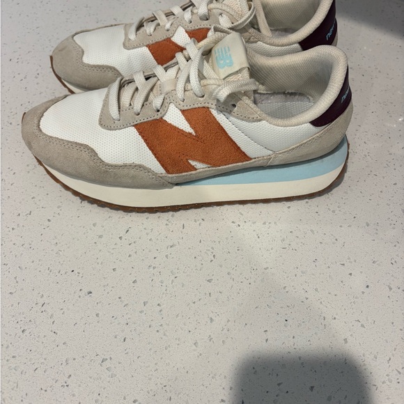 New Balance Shoes - New Balance White and Brown Athletic Shoes